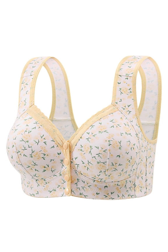Wancir Front Button Closure Bras for Older Women Convenient Lace Wireless Seamless Comfort Post Surgical Mastectomy Bra