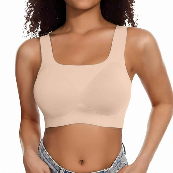 Wancir Full Coverage Bra for Women No Underwire Back Fat Smoothing Seamless Comfortable Bra Padded Wireless Support Bra