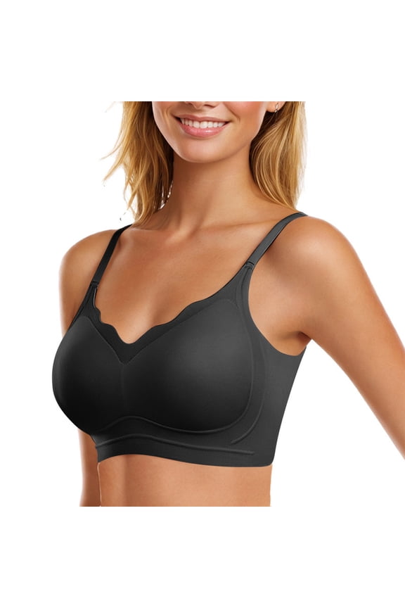 Wancir Full Coverage Bra for Women No Underwire Back Fat Smoothing Seamless Comfortable Bra Padded Wireless Support Bra