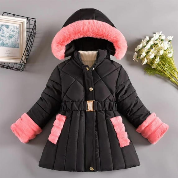 Wancir Girl Winter Dress Coats Hooded Fleece Jacket Warm Outwear Waterproof Heavy Parka