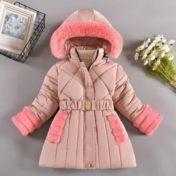 Wancir Girl Winter Dress Coats Hooded Fleece Jacket Warm Outwear Waterproof Heavy Parka