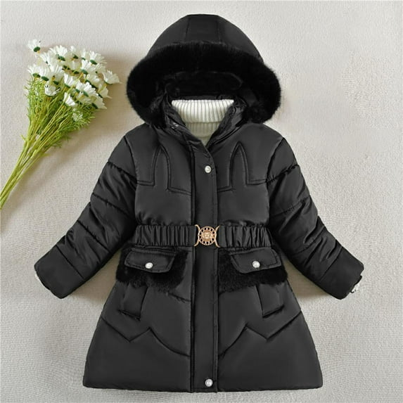 Wancir Girl Winter Dress Coats Hooded Fleece Jacket Warm Outwear Waterproof Heavy Parka