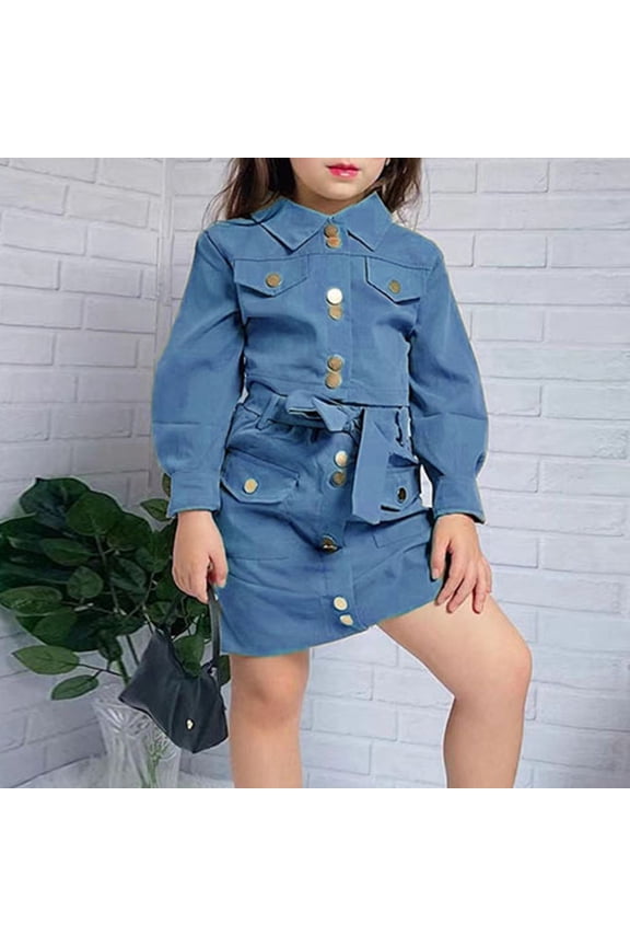 Wancir Girl's 2 Piece Outfits Button Front Long Sleeve Tweed Jacket and Skirt Set