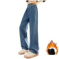 thumbnail image 1 of Wancir Girl's High Waist Zip Up Denim Pants Straight Leg Cargo Jeans with Pockets 8-15T, 1 of 3
