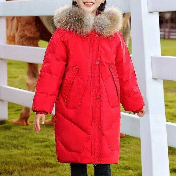 Wancir Girl's Long Winter Warm Parka Sherpa Trimmed Collar Puffer Ski Jacket Coat