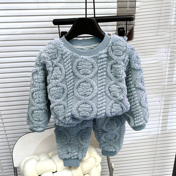 Wancir Girl's Two Piece Outfits Kids Toddler Baby Girls Boys Autumn Winter Striped Cartoon Cotton Baby Outfits with