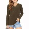 thumbnail image 1 of Wancir Girl's V Neck Sweater 2025 Spring Casual Long Sleeve Tops Knit Lightweight Pullover Sweaters Jumper, 1 of 5