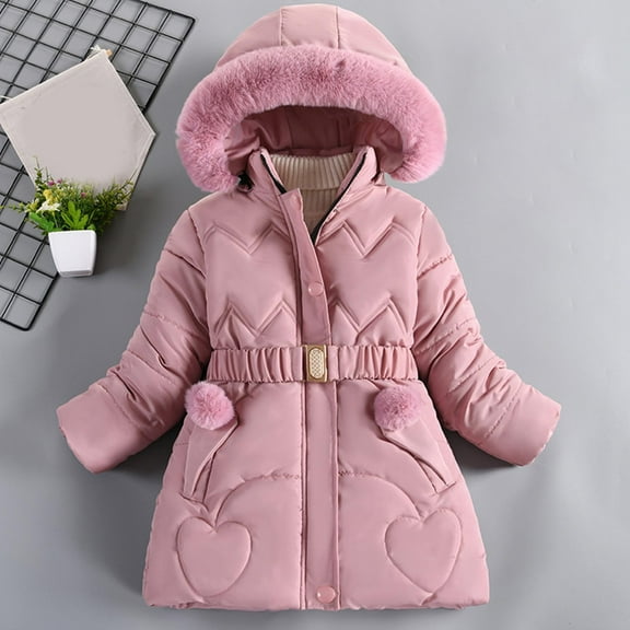 Wancir Girl's Winter Coat Jacket Hooded Kids Toddler Flower Print Parka Outwear Warm Cotton Puffer Hooded Jacket