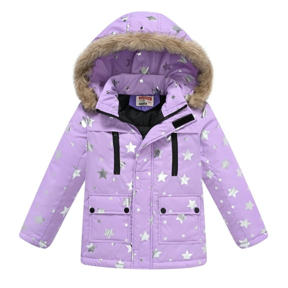 Wancir Girl's Winter Jacket Long Puffer Coat Fleece Outerwear Jacket with Hood Water Resistant