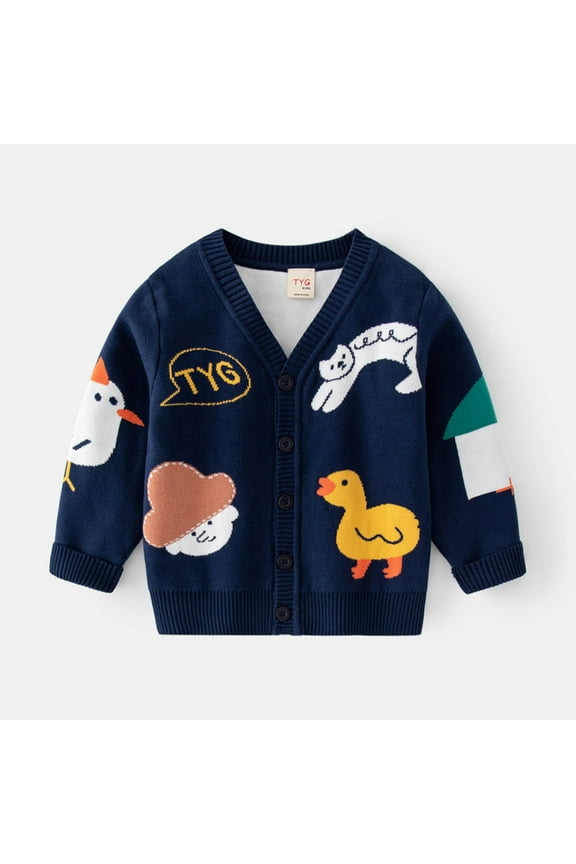 Wancir Girls Cardigan Sweater School Uniforms Button Long Sleeve Knit Tops