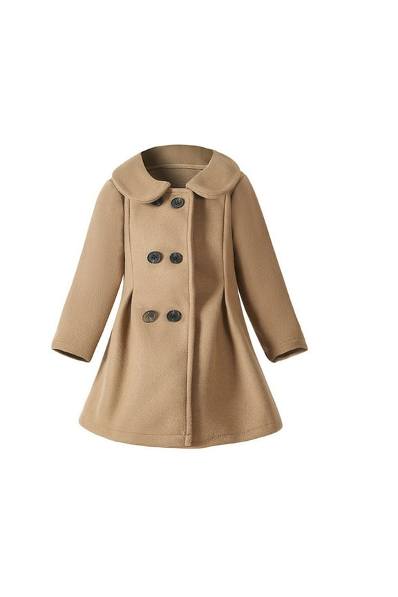 Wancir Girls' Dress Coat, Kids Hoodie Wool Blend Coats Fall Winter Outerwear Peacoat,2-14 Years