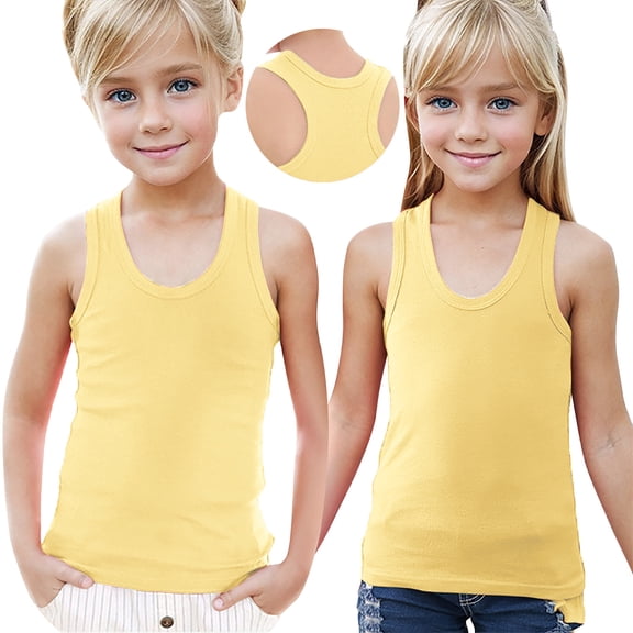 Wancir Girls Full Sleeveless Camisole Tank Tops – Stretch Undershirts Comfortable Camis Ages 1-12