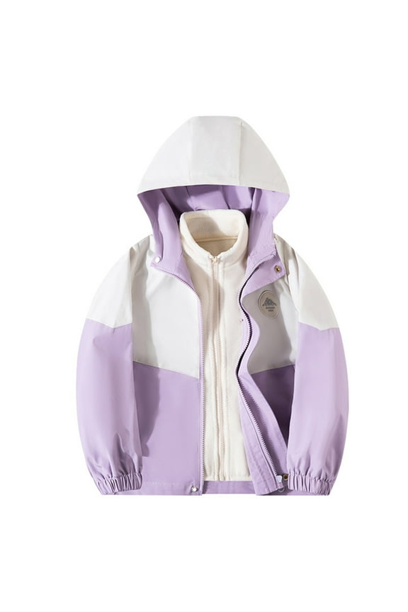 Wancir Girls Jacket 2 In 1 Liner Fleece Windproof Waterproof Lightweigt Coat With Hood