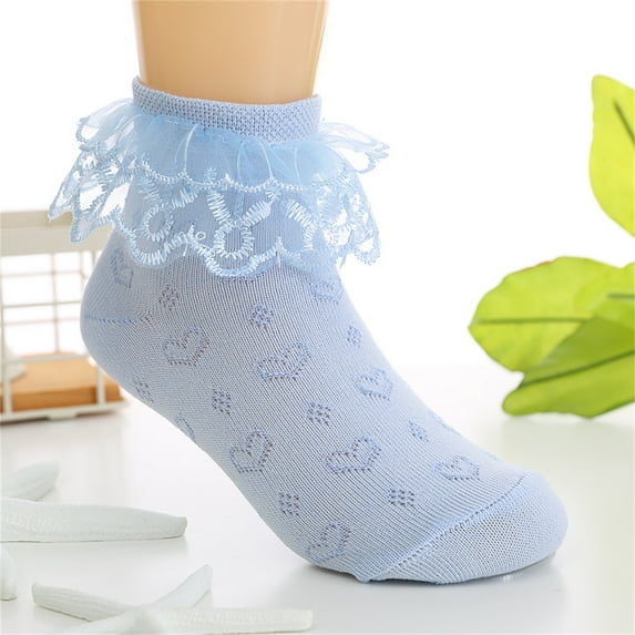 Wancir Girls Lace Ankle Socks Ruffle Frilly Cotton Socks Trim Lace,Princess Socks for Big Girls 2-11T