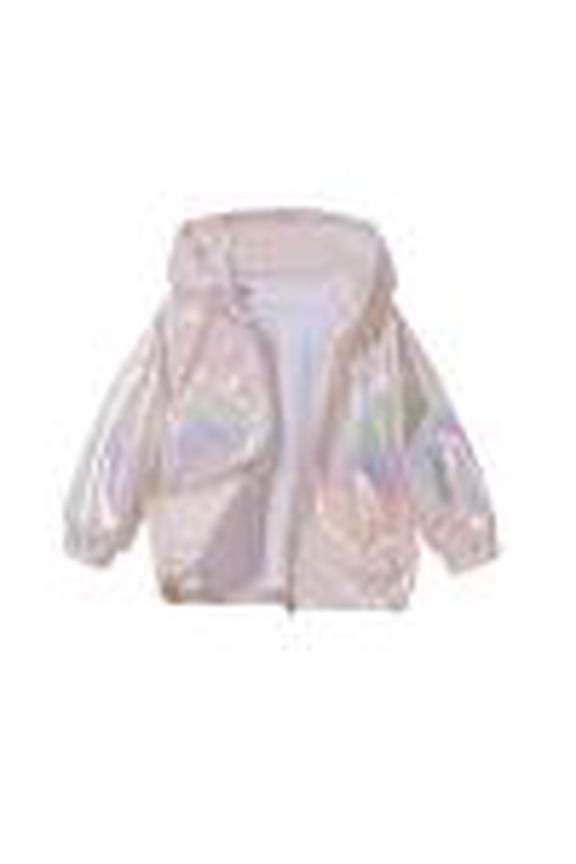 Wancir Girls' Metallic Jacket Lightweight Zip Up Holographic Shiny Hooded Jackets