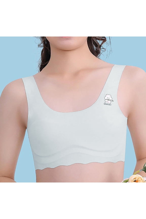 Wancir Girls Wireless Comfortable Bra Seamless Bras No Underwire Push Up Deep V Scalloped Bralettes with Support