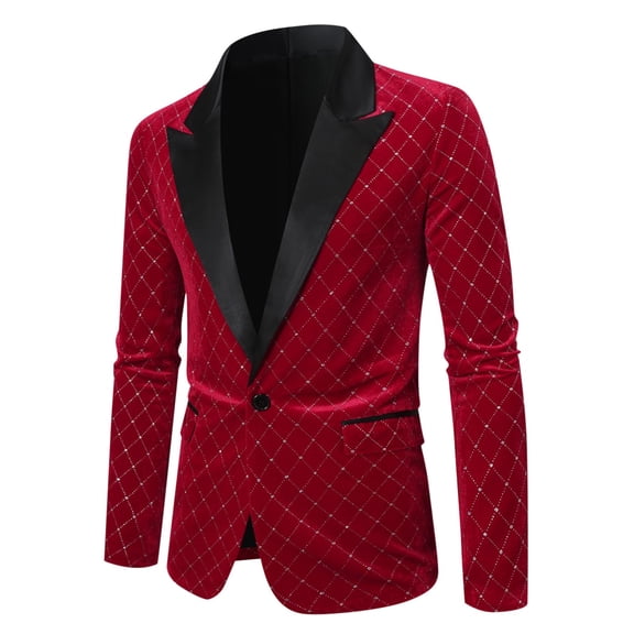 Wancir Glitter Blazers for Men's Shawl Lapel Wedding Metallic Sports Coat Party Sparkly Suit Jackets