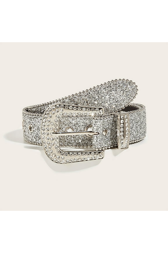 Wancir Glitter Western Cowboy Style Rhinestone Belt Luxury Diamond Crystal Studded Belts for Jeans Pants Dress