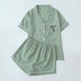 thumbnail image 1 of Wancir Heart Print Pajama Sets For Women 2 Piece Two Piece Loungewear Sets Collared Pjs Soft Top Shorts Matching Sleepwear Set, 1 of 4