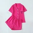 thumbnail image 1 of Wancir Heart Print Pajama Sets For Women 2 Piece Two Piece Loungewear Sets Collared Pjs Soft Top Shorts Matching Sleepwear Set, 1 of 4