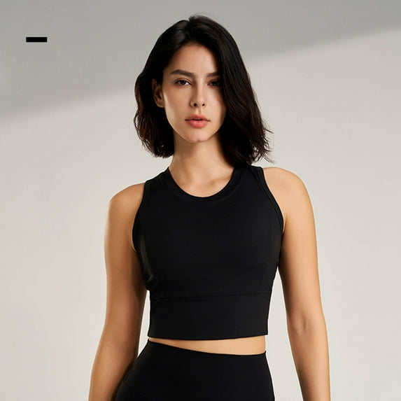 Wancir High Neck Longline Sports Bras for Women - Padded Workout Crop Tank Tops with Built in Bra