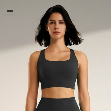 Wancir High Neck Longline Sports Bras for Women - Padded Workout Crop Tank Tops with Built in Bra
