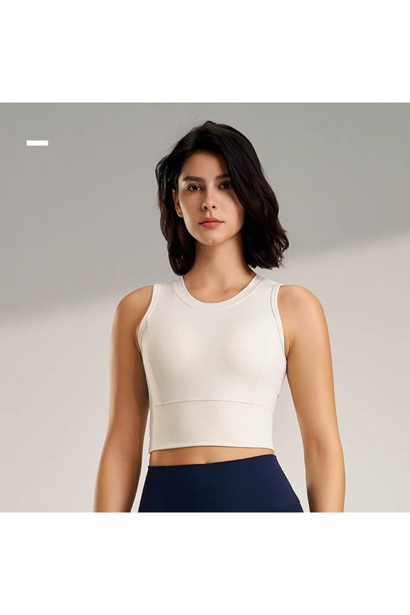 Wancir High Neck Longline Sports Bras for Women - Padded Workout Crop Tank Tops with Built in Bra