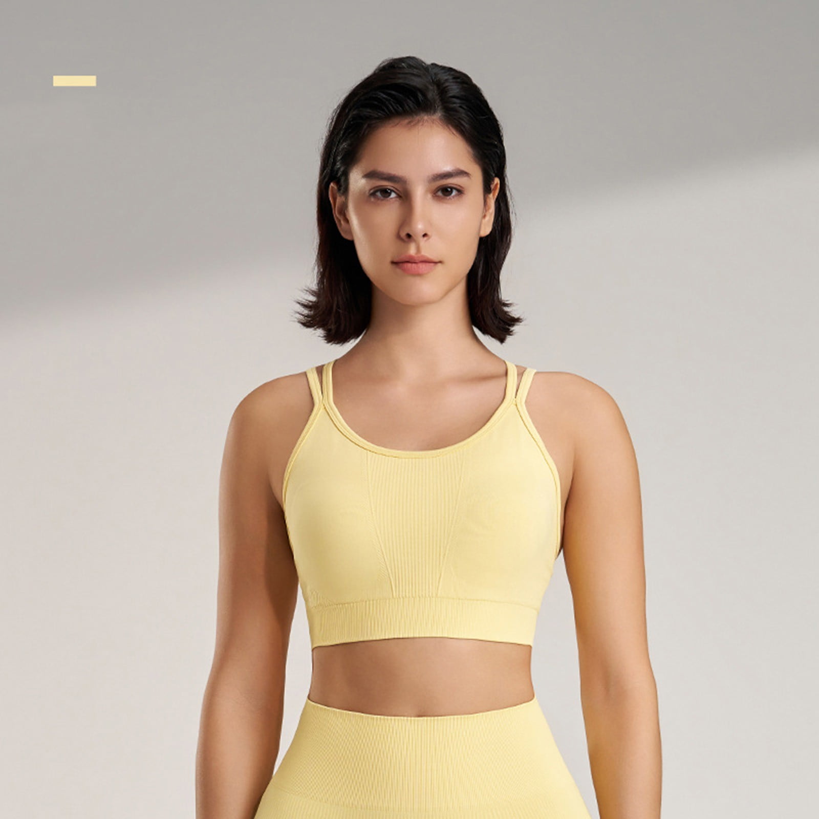 Women's High Neck Sports Bra 2-Pack - Longline Padded Workout Crop Top For Yoga & Gym