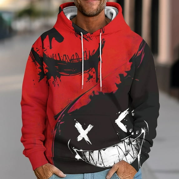Wancir Hoodies for Men Color Block Hoodie with Design Hip Hop Colorful Hooded Pullover Novelty Sweatshirt