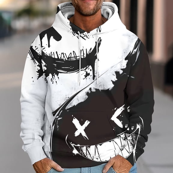 Wancir Hoodies for Men Color Block Hoodie with Design Hip Hop Colorful Hooded Pullover Novelty Sweatshirt