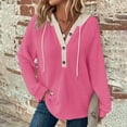 thumbnail image 1 of Wancir Hoodies for Women Waffle Knit Long Sleeve Drawstring Button V Neck Casual Pullover Sweatshirt Hooded Tops, 1 of 6
