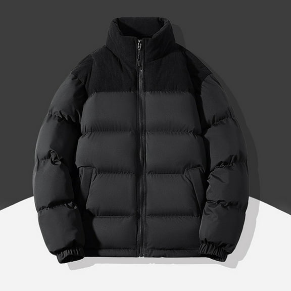 Wancir Hoodless Puffer Jacket Men Light Padded Zip Down Jacket Winter Warm Bubble Coat Packable Quilted Jackets
