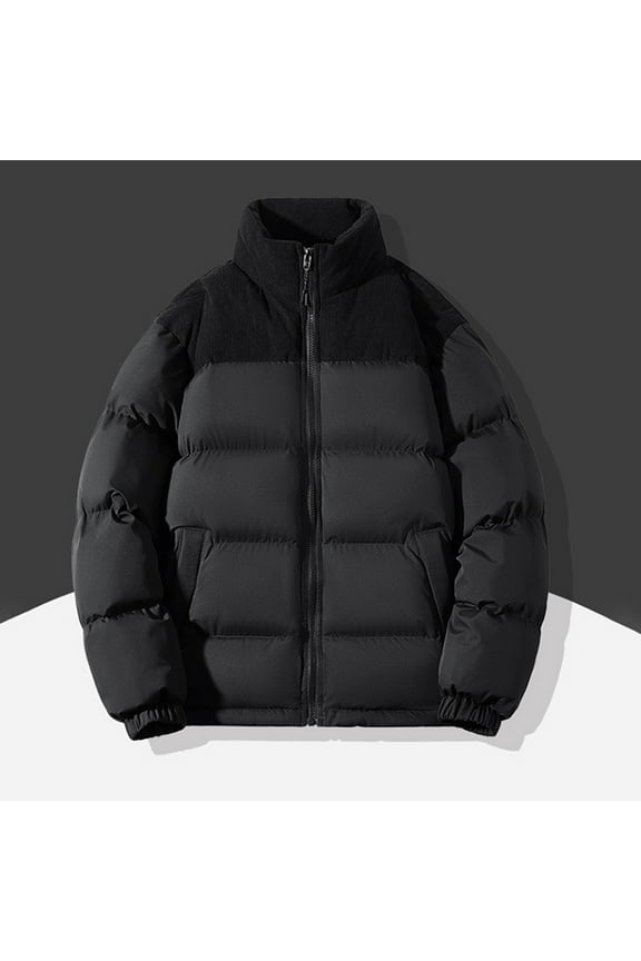 Wancir Hoodless Puffer Jacket Men Light Padded Zip Down Jacket Winter Warm Bubble Coat Packable Quilted Jackets