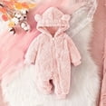 thumbnail image 1 of Wancir Infant Baby Boys Girls Zipper Warm Hooded Romper Jumpsuit Solid Long Sleeve Bodysuit Outfit Fall Winter Clothes, 1 of 7