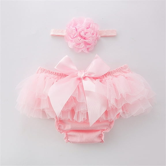 Wancir Infant Baby Girl's Bowknot Ruffle Bloomer Diaper Covers   Headband Set Newborn Photo Prop Outfits