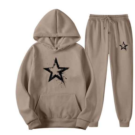 Wancir Jogger Sets for Women 2 Piece Baggy Fit Funny Heart Print Track Suits Soft Solid Color Sweatsuits Set with Pockets