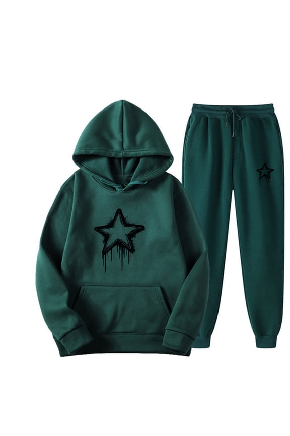 Wancir Jogger Sets for Women 2 Piece Baggy Fit Funny Heart Print Track Suits Soft Solid Color Sweatsuits Set with Pockets