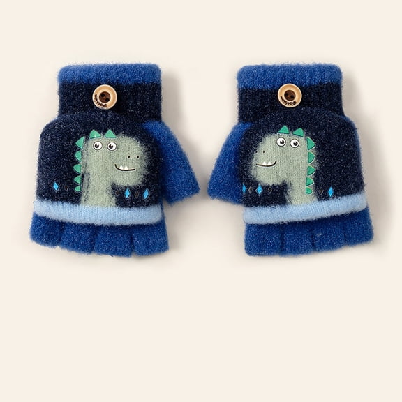 Wancir Kid Lovely Winter Warm Glove Boy Girl Knitted Half Finger Mitten Children Thermal Mitten Xmas Gift for 2-7 Years