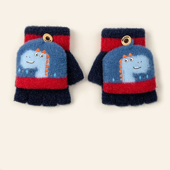 Wancir Kid Lovely Winter Warm Glove Boy Girl Knitted Half Finger Mitten Children Thermal Mitten Xmas Gift for 2-7 Years