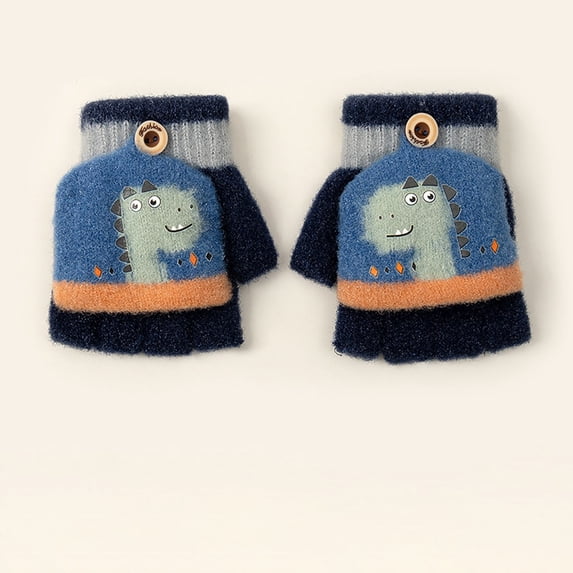Wancir Kid Lovely Winter Warm Glove Boy Girl Knitted Half Finger Mitten Children Thermal Mitten Xmas Gift for 2-7 Years