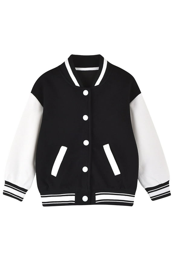 Wancir Kids Baseball Jackets Boys Girls Team Uniform Varsity Jacket Everyday Casual School Cotton Classic Clothing