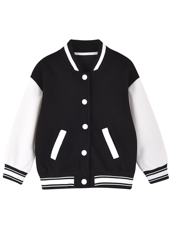 Wancir Kids Baseball Jackets Boys Girls Team Uniform Varsity Jacket Everyday Casual School Cotton Classic Clothing