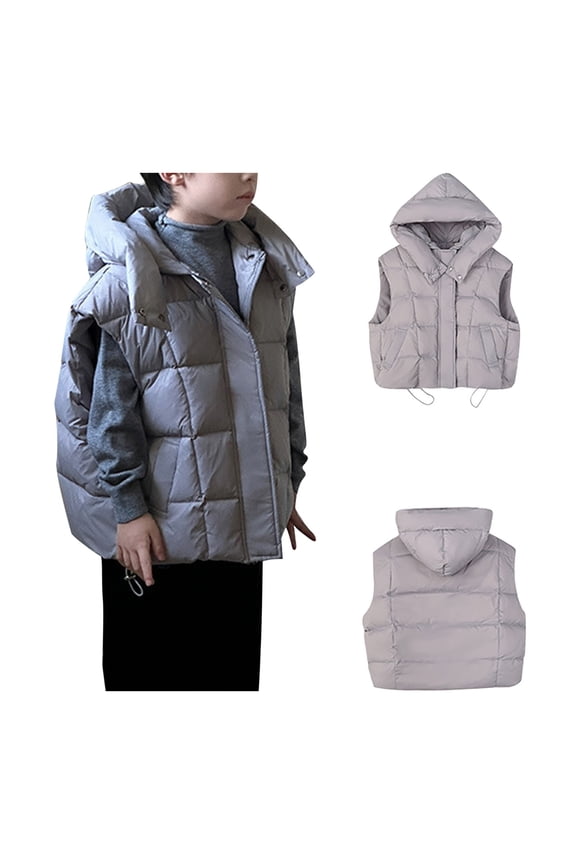 Wancir Kids Boys Girls Winter Warm Down Padded Vest Hooded Zipper Sleeveless Jacket Waistcoat Outwear 4-13T