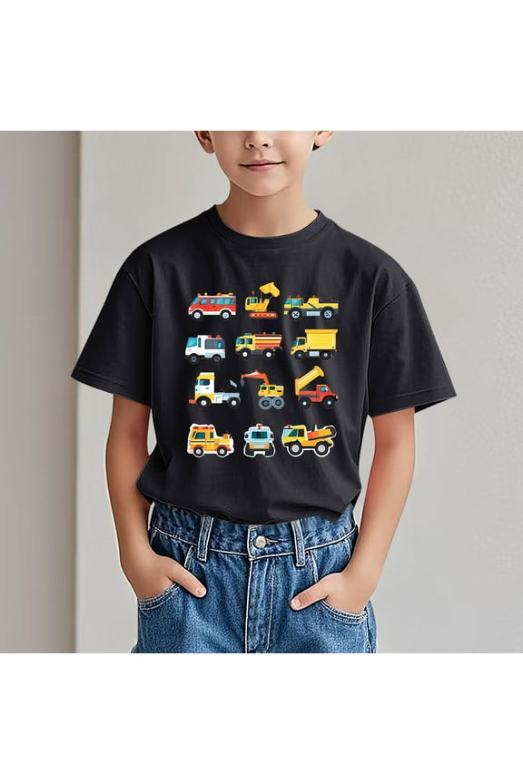 Wancir Kids Favorite Trucks Dump Truck Mail Fire Garbage Truck Recycle T-Shirt 3-14T