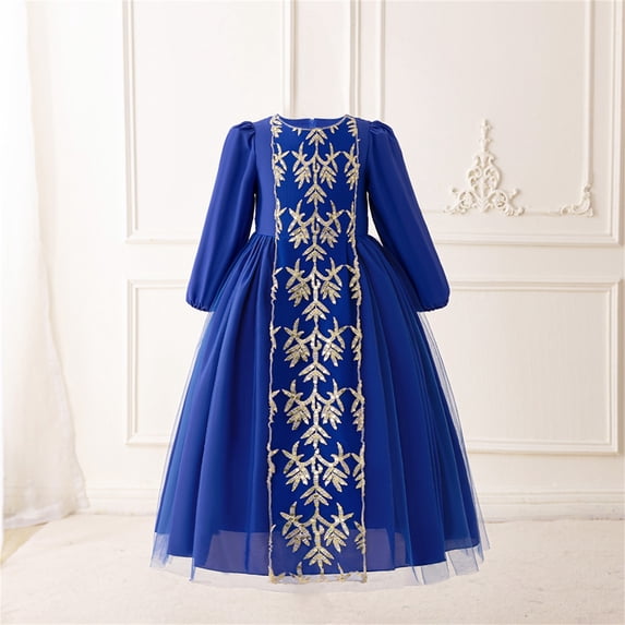 Wancir Kids Girls Middle East Muslim Dress Long Sleeve Ruffle Prayer Dress Dubai Abaya Ramadan Kaftan for 4-7 Years