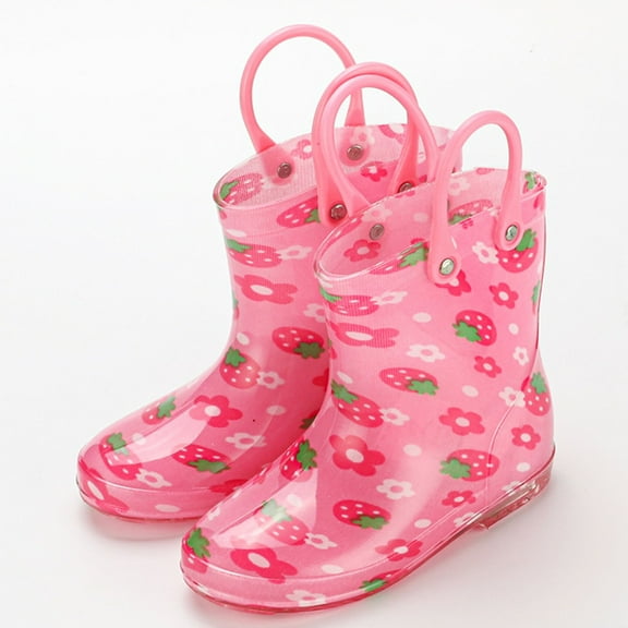 Wancir Kids Rain Boots, Waterproof Light up Boots with Easy-on Handles