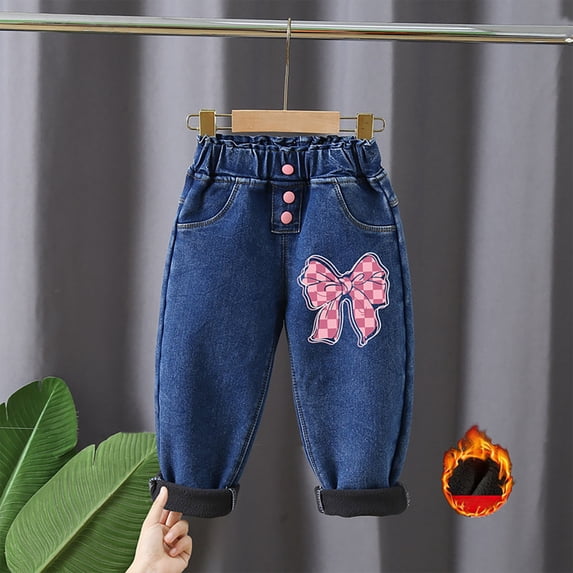 Wancir Kids Toddlers Girls Fleece Lined Jeans Legging Warm Pants 2-8T