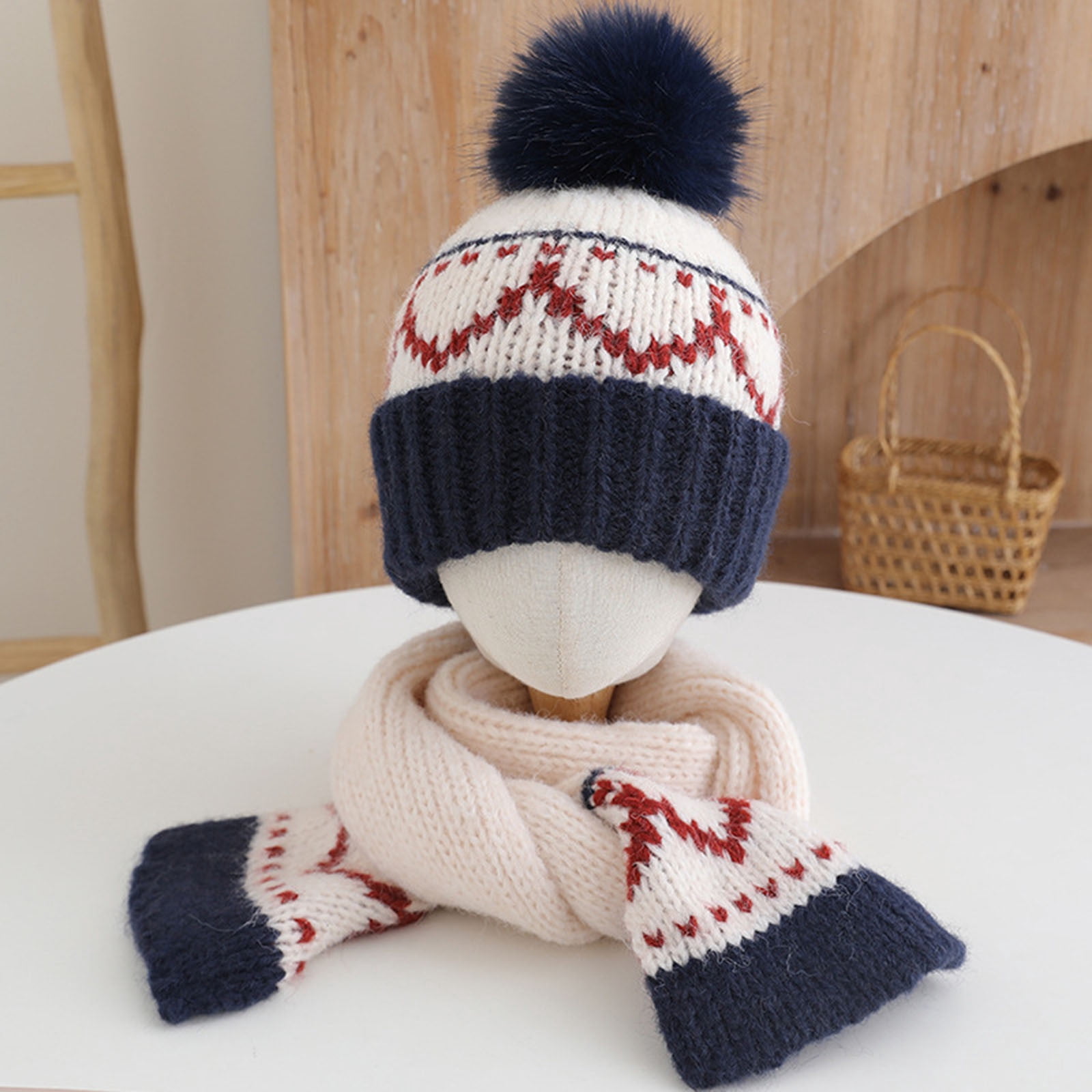 Wancir Kids Winter Beanie Hat, Children’s Warm Knitted Fleece Lined Woollen Ski Pompom Hat for Boys & Girls 3-9 Years