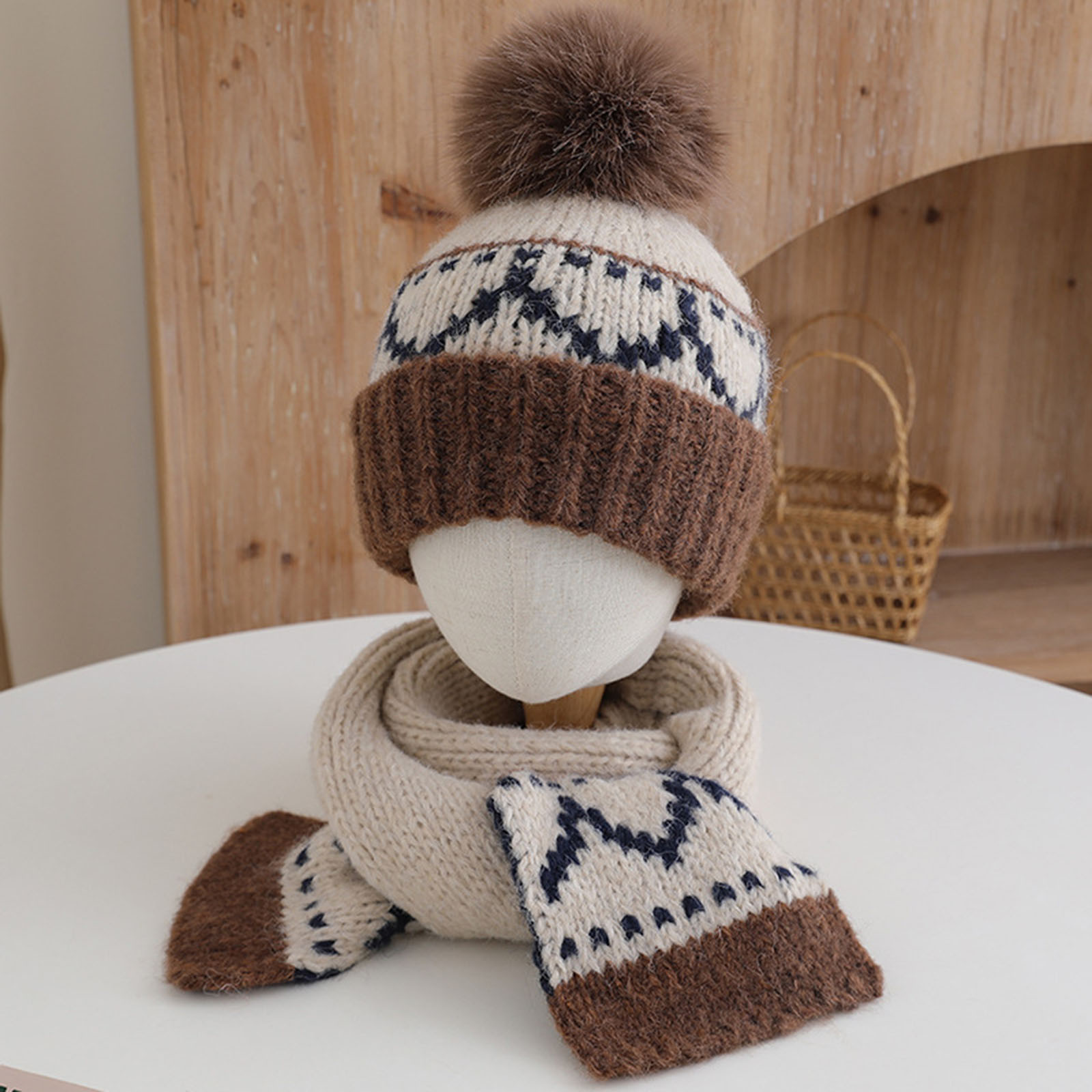Wancir Kids Winter Beanie Hat, Children’s Warm Knitted Fleece Lined Woollen Ski Pompom Hat for Boys & Girls 3-9 Years