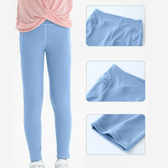 Wancir Kids Yoga Gymnastics Pants Dance Ballet Leggings Girls Compression Jogger Sweatpants with Pockets Running Tights